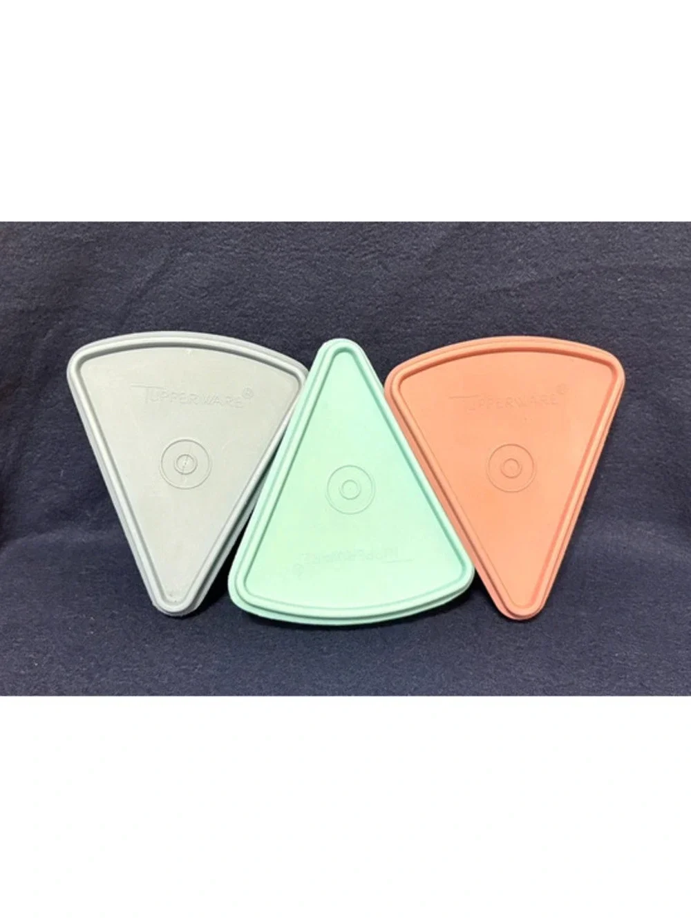 Set of 3 Vintage Tupperware Pie Slice Keeper Triangle Wedge Containers